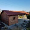 Wiata samochodowa 5x6m drewniana z budynkiem gospodarczym | Altana | Gont