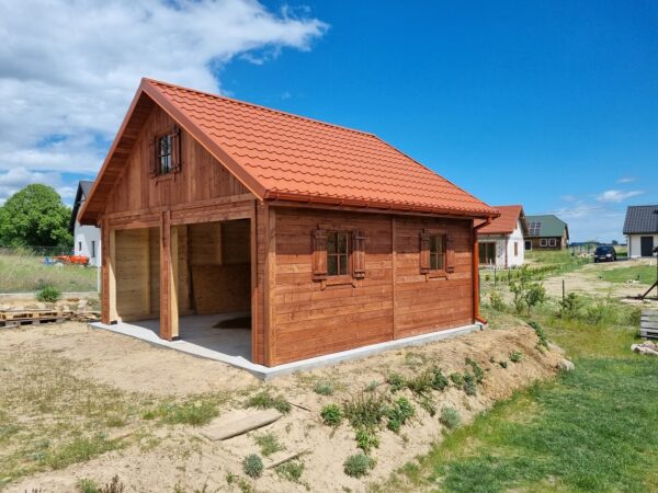 2 Garaż drewniany bez pozwolenia z poddaszem | Szkieletowy | Producent