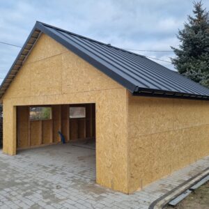 Garaż drewniany 6x7 m szkieletowy | Blachodachówka