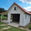 Garaż drewniany 6x4 z wiatą 3 m | Dwustanowiskowy | Styl skandynawski
