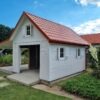 Garaż drewniany 6x4 z wiatą 3 m | Dwustanowiskowy | Styl skandynawski
