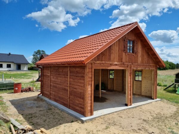 5 Garaż drewniany bez pozwolenia z poddaszem | Szkieletowy | Producent