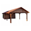 Wiata samochodowa 5x6m drewniana z budynkiem gospodarczym | Altana | Gont