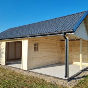 Garaż drewniany 6x5 m szkieletowy | Budynek gospodarczy | Blachodachówka