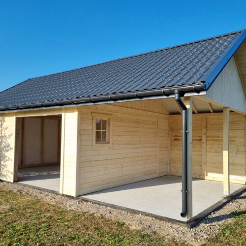 Garaż drewniany 6x5 m szkieletowy | Budynek gospodarczy | Blachodachówka